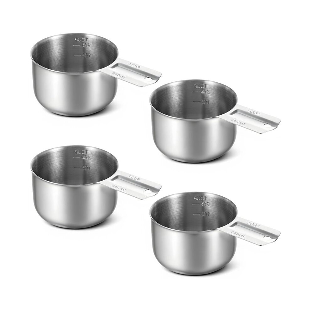 4Pcs 1 Cup 304 Stainless Steel Measuring Cup,8Oz Measuring Cups With Handle Measurings Spoons Heavy Duty Kitchen Cooking 6033339485587