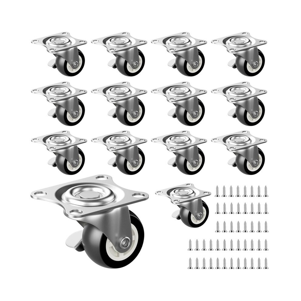 Pack Of 14 Swivel Castors With Brakes 25Mm Furniture Castors Small Load Capacity 112 Kg Transport Castors 360 Degree 4711528191489