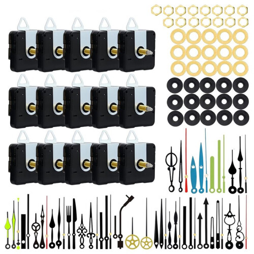 15Pack Clock Mechanism Replacement Kit with 19 Pairs Clock Hands,Quartz Clock Movement Replacement,Clock Movement Motor