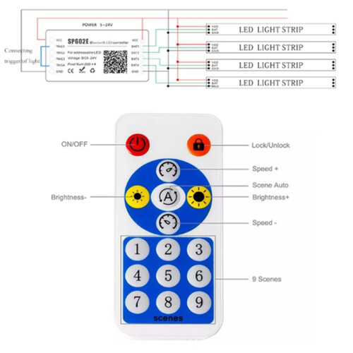 SP602E LED  Pixel Controller 4 Output DC5-24V Input Smartphone APP Remote Control RGB Pixel Strip Driver 2