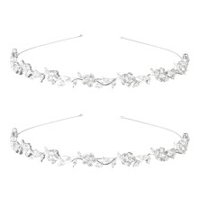 2X Braut Brautjungfer Blumen Blatt Muster Stirnband Hochzeit Tiara