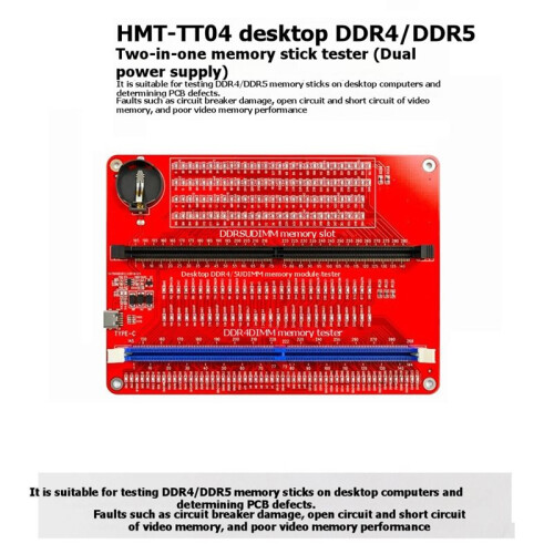 HMT-TT04 Desktop Computer DDR4/DDR5 Memory Module Test Tool Diagnostic Card Memory Slot Diagnostic Tool 2