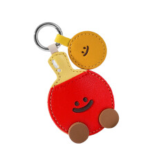 Elegante lederen sleutelhanger met-tafeltennis