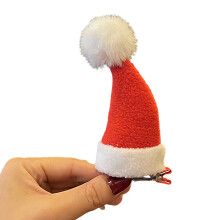 Festival Theme Christmas Hat Hair Clip Side Clip For-deep red
