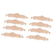8Pcs 20 x 5cm Rubber Wood Carved Long Onlay Applique Unpainted Rose Flower Door Home Decor European Style