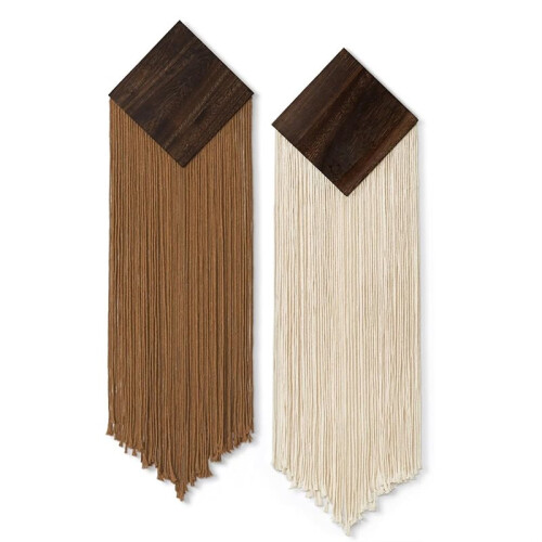 Boho Macrame Wall Hanging, Geometric , Chic Tassels Woven Tapestries, Boho Decoration for Wall Decoration,2 Pack