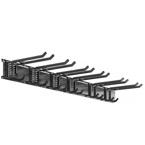 Garage Tool Organizer Wall Mount, Heavy-Duty Storage System with 6 Adjustable Hooks for Shovels, Tools, and More
