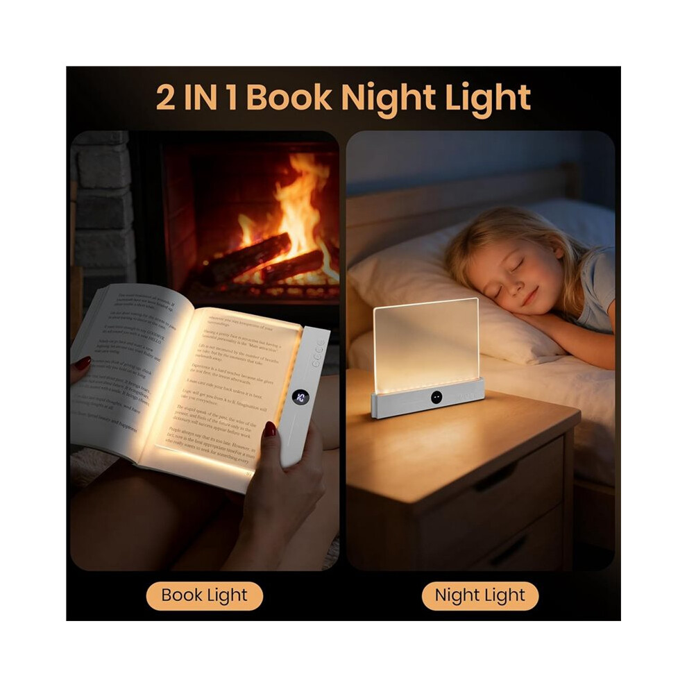 Flat Book Rechargeable Clear Led Reading With Timer Dimmable Eye Protection For Bedside Travel Study A Light 6032703807383