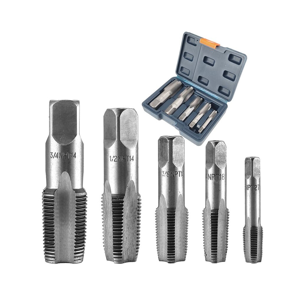 5-Piece Npt Pipe Tap Set Precise Threading Tool Kit For Professional Pipe Taper Threads 6034264340996