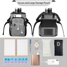 Crutch Bag Pouch, Water-Resistant Zipper Pouch with Drink Holder, Crutches Caddys Storage Tote Crutch Purse