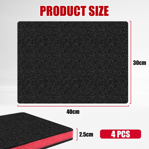 Tool Box Foam Insert Shockproof 4 PCS Polyurethane Foam Sheet Toolbox Liner Cuttable Padding for Case Drawer Organiser (40?30?2.5cm, Red) 1