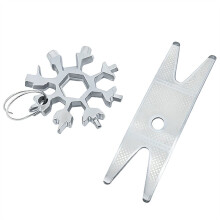 Kit Multiherramientas para Guitarra con Llavero y Llave Inglesa en Forma de Copo de Nieve para Guitarras Acústicas/Eléctricas, Bajos y Ukeleles.