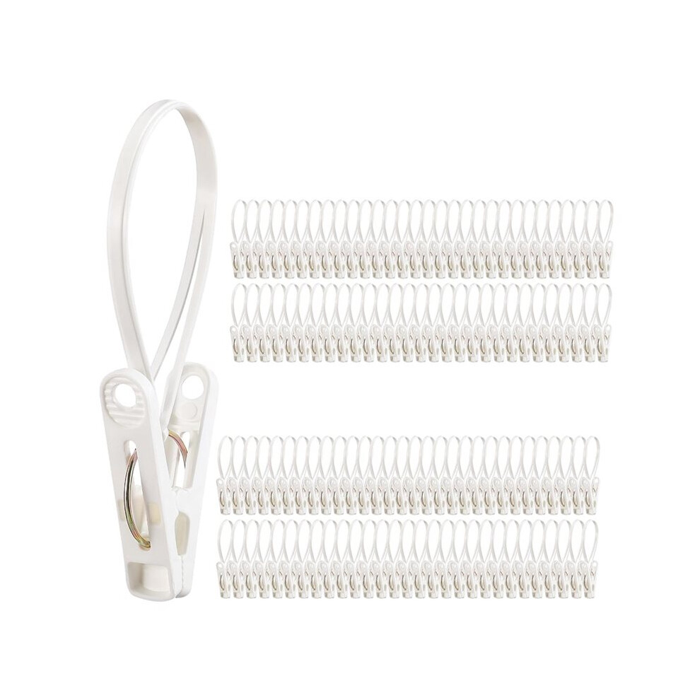Tlily 60 Pack Multi-Purpose Laundry Hooks Hanging Clips Bulk With Plastic Rope Hanger Clips For Baby Clothes Closet Organizer
