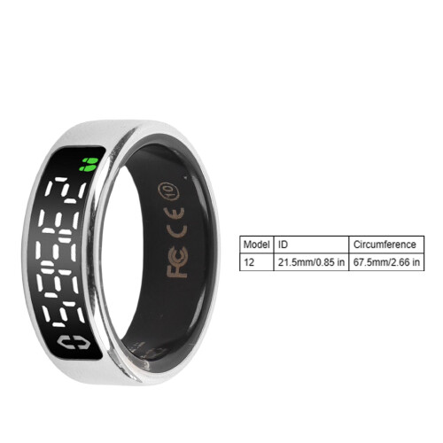 Silberner Smart-Ring #12 16 mAh, 200 mAh Ladestation, 5 atm 1