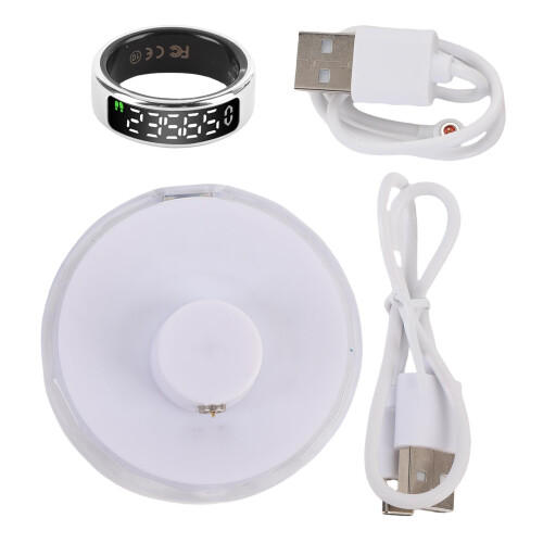 Silberner Smart-Ring #12 16 mAh, 200 mAh Ladestation, 5 atm 2