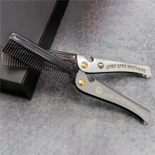 3 StüCke Schwarz MäNner Folding Tasche Kamm PP ZäHne Detangling Haar Bart Kamm Metallgriff Faltbare KäMmen Gesichts Schnurrbart Kamm