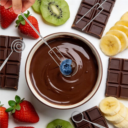 4pcs Stainless Steel Chocolate Dipping Tools Set for Candy Making, Truffles, Cake Decorating