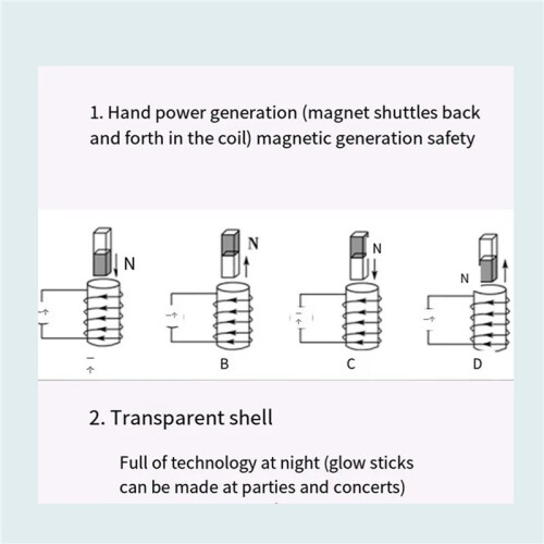 2X Self-Generated Transparent Emergency Fluorescent Torch Flashlight Hand-Cranked Charging Far-Pull Strong Magnet