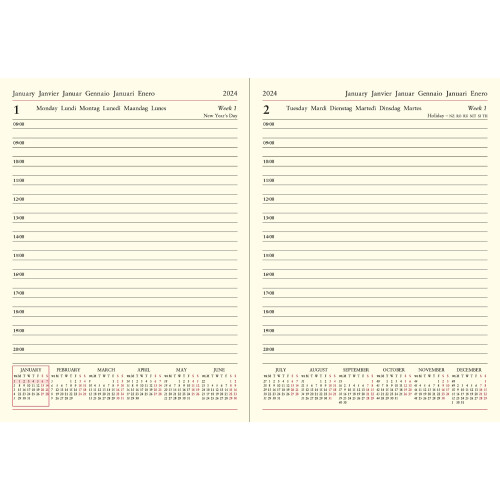 Letts Lecassa 2024 A6+ day to a page with appointments diary - British Racing Green 1