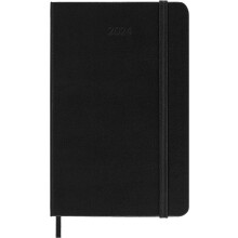 Moleskine Vertical Weekly Agenda 12 Months 2024, Agenda 2024, Size Pocket 9x14, Hard Cover and Elastic Closure, Colour Black