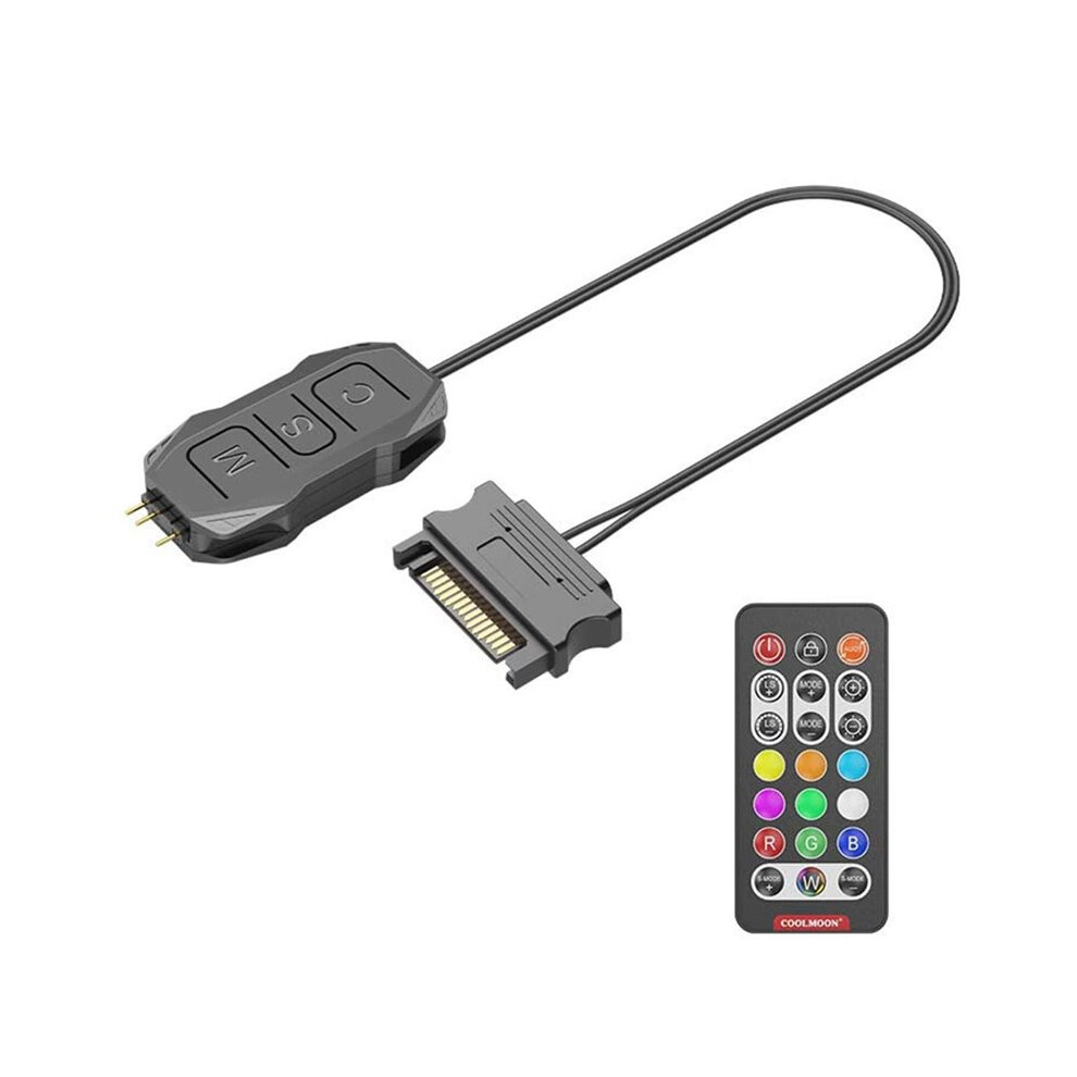 Coolmoon Argb Controller To Rgb Remote Controller Hub Adapter Rgb Remote Controller For Pc Fan Cooling Fan Strip Light 4712562044274