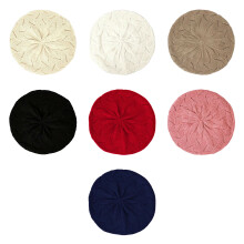 Stretchy Beret Cap Fashion Headwear Painter Hat-Navy blue