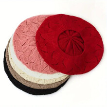 Stretchy Beret Cap Fashion Headwear Painter Hat Acrylic-Pink
