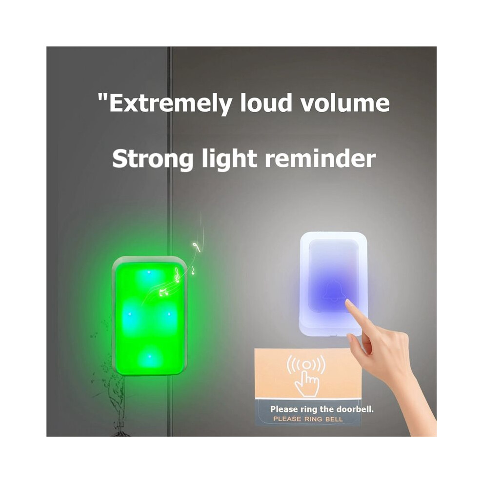 Wireless Doorbell With 12- Flashing Long Range Door Bell Chime Elderly Deaf Mute Service Call Device Uk Plug Light 6031233207656