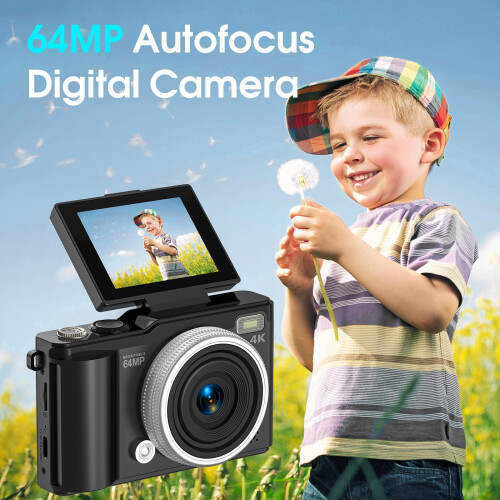 4K 64MP Digital Camera with SD Card, Autofocus Camera with Macro Function 2