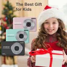 Andoer Digital Camera 44MP 1080P HD16X Digital Zoom Anti-shake Auto Focus 2.5 IPS Smile LCD Screen Child-Friendly Design 2pcs Rechargeable Batteries