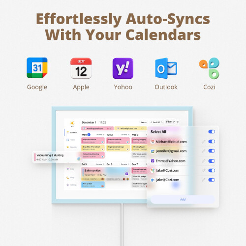 2026 Digital Calendar with 2 Replaceable Frames, 10 Inch Electronic Calendar Planner for Chore Chart and Home Organization, Interactive Touch Screen 1