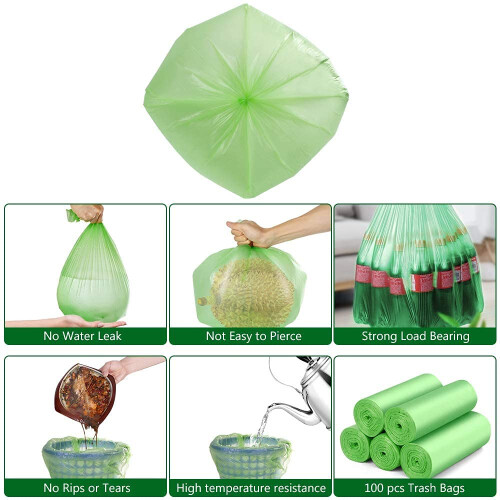 100 Count Food Waste Bags, 20L Biodegradable Bin Liners 2