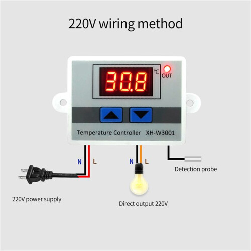 2X Digital Temperature Controller Display Thermostat Control  and Thermistor Sensors Temperature Probe(12V 120W) 2
