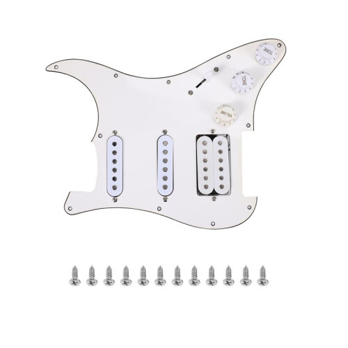 Garde Du Corps de Guitare ÉLectrique AssembléS de Plaque à Gratter PréCâbléS ChargéS 11 Trous Ssh Blanc