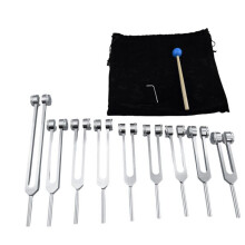 Conjunto de Diapasões de Chakra em Liga de Alumínio com Martelos para Cura, Terapia de Som, Meditação, Prata para Ioga