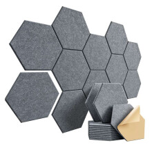 12Pcs Self-Adhesive Sound Proof Foam Acoustic Panels,12X10X0.4In Hexagonal,Reduce Noise and Eliminate Echoes,Drak Gray