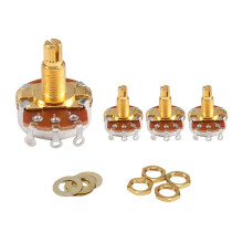 Shaft Full Metric Sized Control Pots A500K Audio Taper Potentiometers Pot for Electric Guitar Bass (Set of 4)