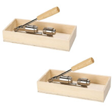 2pcs Pecan Nut Cracker Tool , Wood Handle Base with Rectangular Wooden Box Base for Walnuts, Chestnuts, Almonds