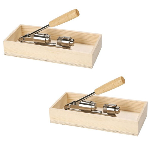 2pcs Pecan Nut Cracker Tool , Wood Handle Base with Rectangular Wooden Box Base for Walnuts, Chestnuts, Almonds