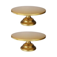 2X 12 Zoll Eisen Runde KuchenstäNder Kuchenplatte Sockel Desserthalter Hochzeit Geburtstagsfeier-Gold