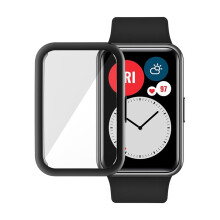 (Gray) TPU Screen Protector Scratch-Resistant Frame Protective Cover For Huawei Watch Fit Smart Watch