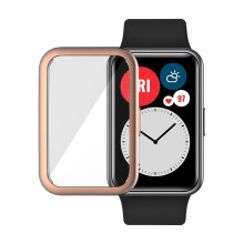 (Pink) TPU Screen Protector Scratch-Resistant Frame Protective Cover For Huawei Watch Fit Smart Watch