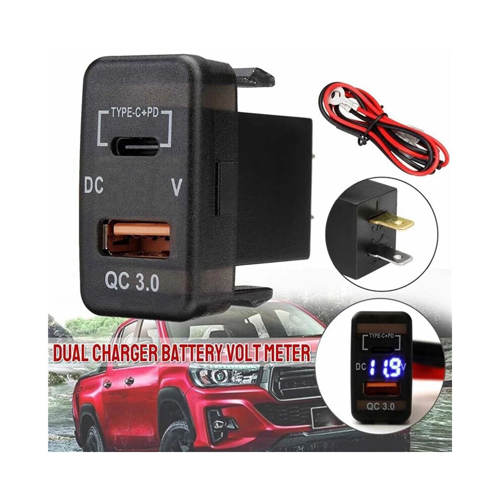 2X Car Fast Charger Adapter Qc3.0 Dual Usb Quick Charger Socket With Voltmeter For Land Hilux Prado 6031353628126