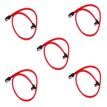 5x 3.0 III SATA3 7Pin Data Cable Right Angle 6Gb/S SSD Cables HDD Hard Disk Data Cord with Nylon Sleeved(Red) 50CM