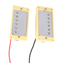 Set Of Double Coil Humbucker Pickup Electric Guitar Neck&Bridge Pickup Chrome With Yellow Frame Fit Lp Guitar