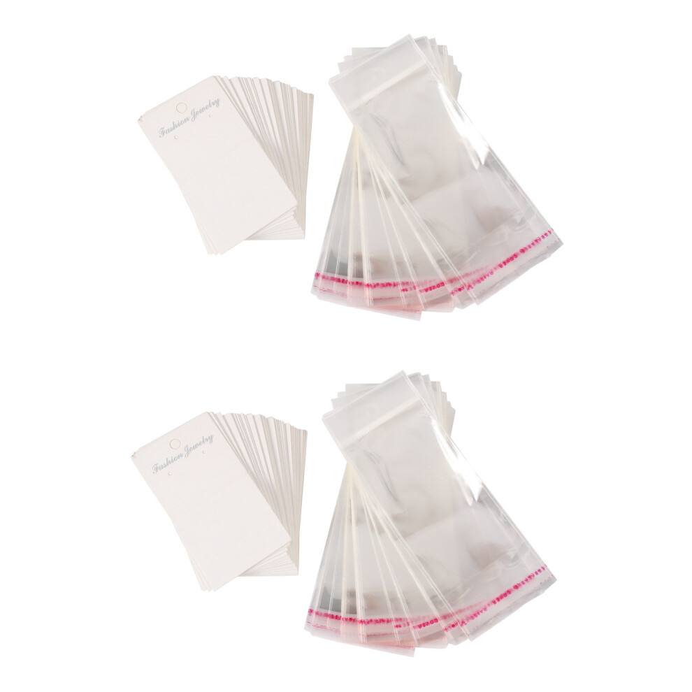 Jewellery 200 X White Plain Earring Display Cards & Self Adhesive Bags 6032810460105
