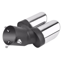 2X Car Universal 63mm Stainless Steel Dual Outlet Exhaust Pipe Muffler Tail Throat Muffler Tip Pipe Grilled Black