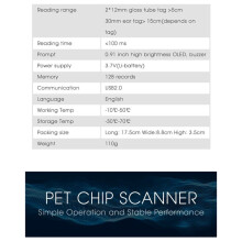134.2kHz Animal RFID Reader 125kHz Pet ID Reader Rechargeable Animal Chip Scanner FDX-B Glass Chip Tag Reader