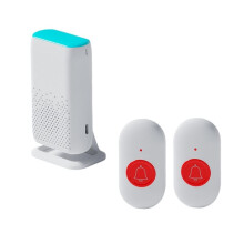 Wireless Doorbell with Flash Vibration Waterproof Emergency Pager for Elderly Nurse Alert System Security Aid,B