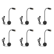 6X Wall-Mounted Reading Lamp Wall Lamp Hose Bedside Lamp Control Minimalist Style Wall Lamp(Black US Plug)